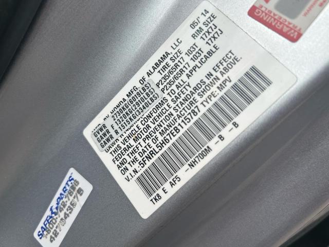 5FNRL5H67EB115787 - 2014 HONDA ODYSSEY EXL SILVER photo 10