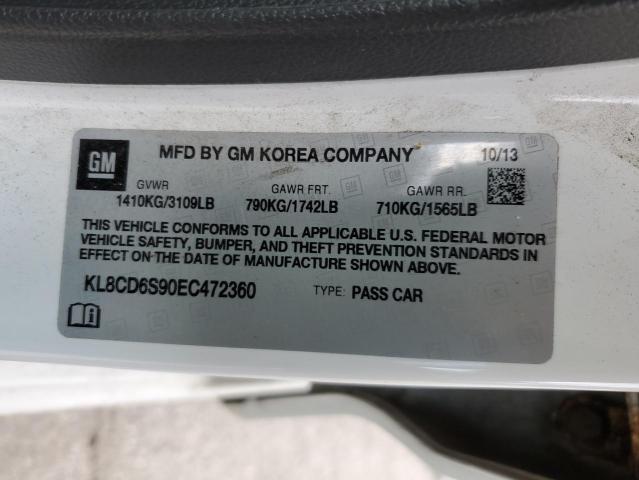 KL8CD6S90EC472360 - 2014 CHEVROLET SPARK 1LT WHITE photo 12