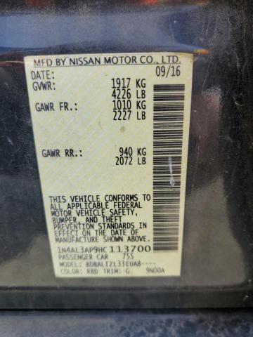 1N4AL3AP9HC113700 - 2017 NISSAN ALTIMA 2.5 GRAY photo 12