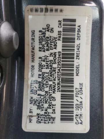 1NXBU4EE5AZ350349 - 2010 TOYOTA COROLLA BASE GRAY photo 12