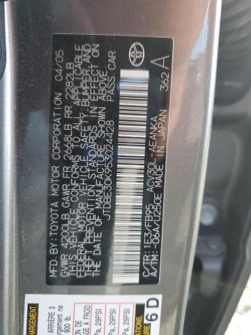 JTDBE30K953024428 - 2005 TOYOTA CAMRY LE GRAY photo 13