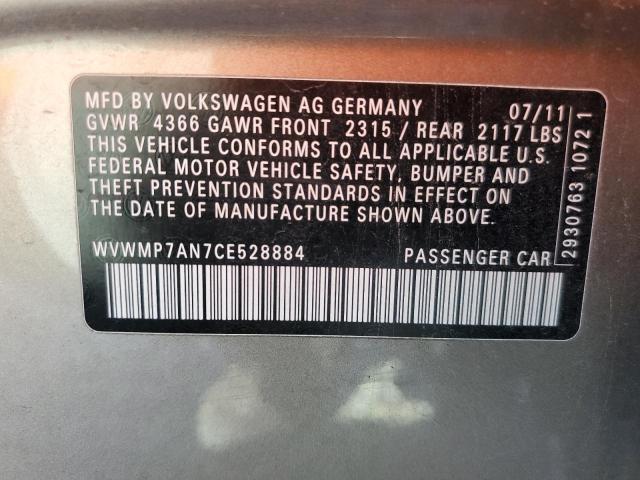 WVWMP7AN7CE528884 - 2012 VOLKSWAGEN CC SPORT BEIGE photo 13