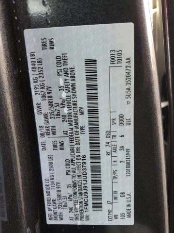 1FMCU9J91JUD37916 - 2018 FORD ESCAPE TITANIUM Gri fotoğraf 14