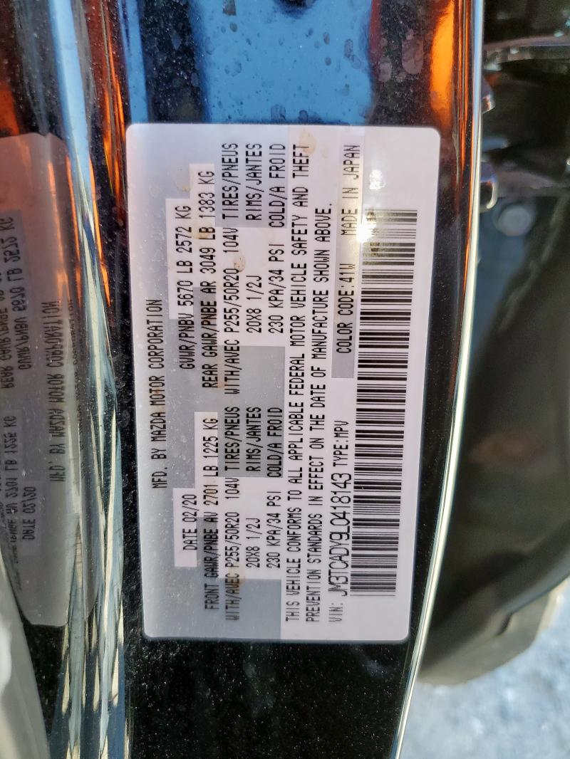 JM3TCADY9L0418143 - 2020 MAZDA CX-9 GRAND TOURING BLACK photo 12