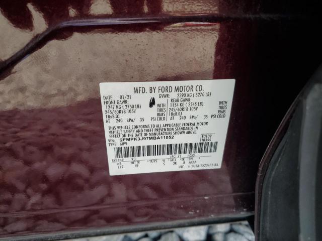 2FMPK3J97MBA11052 - 2021 FORD EDGE SEL Bordo foto 13