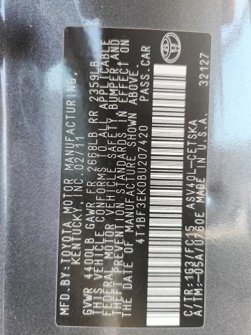 4T1BF3EK0BU207420 - 2011 TOYOTA CAMRY BASE გრაფიტი ფოტო 12