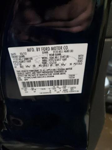 1FMCU9EG0CKC35594 - 2012 FORD ESCAPE LIMITED BLACK photo 13