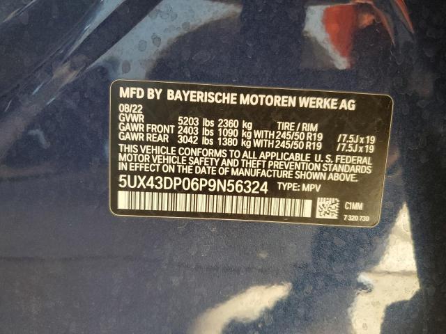 5UX43DP06P9N56324 - 2023 BMW X3 SDRIVE30I BLUE photo 14