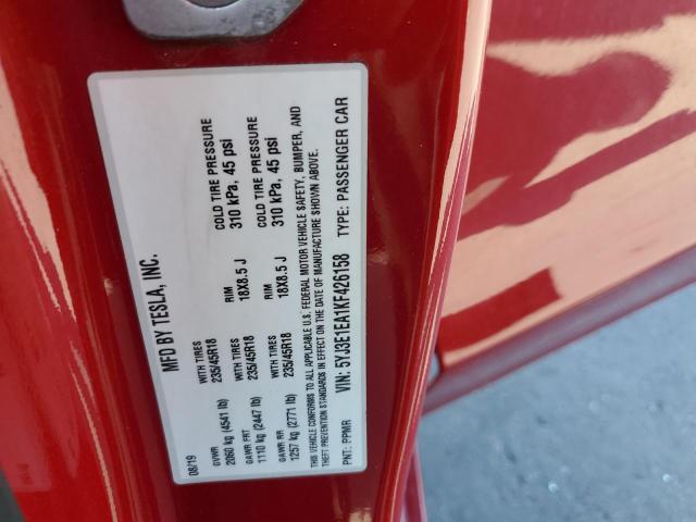 5YJ3E1EA1KF426158 - 2019 TESLA MODEL 3 红色 照片 12