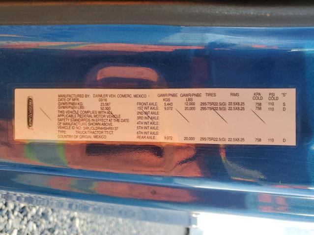 3AKJGLDR4HSHR5137 - 2017 FREIGHTLINER CASCADIA 1 ლურჯი ფოტო 10