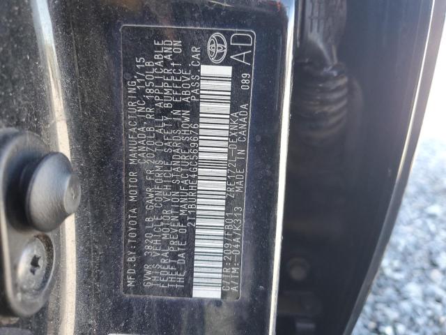 2T1BURHE4GC569676 - 2016 TOYOTA COROLLA L BLACK photo 12