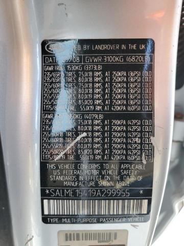 SALME15419A299955 - 2009 LAND ROVER RANGE ROVE HSE SILVER photo 13