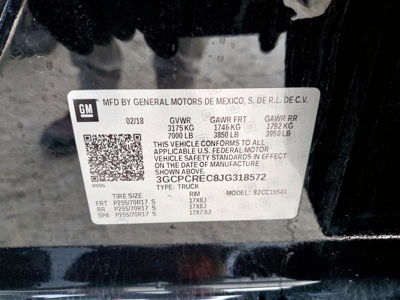 3GCPCREC8JG318572 - 2018 CHEVROLET SILVERADO C1500 LT BLACK photo 12