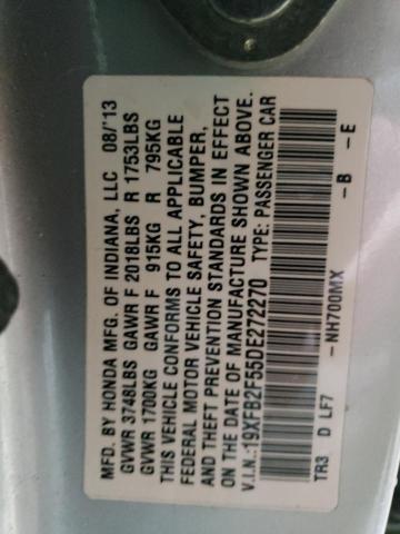 19XFB2F55DE272270 - 2013 HONDA CIVIC LX SILVER photo 13