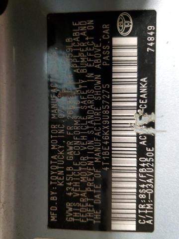 4T1BE46KX9U857275 - 2009 TOYOTA CAMRY BASE Синій фото 13