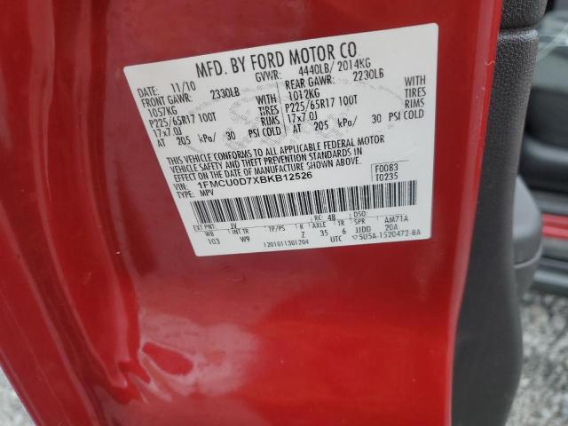 1FMCU0D7XBKB12526 - 2011 FORD ESCAPE XLT წითელი ფოტო 13