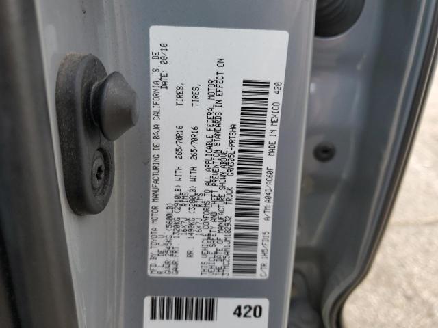 3TMCZ5AN1JM182932 - 2018 TOYOTA TACOMA DOUBLE CAB ნაცრისფერი ფოტო 12