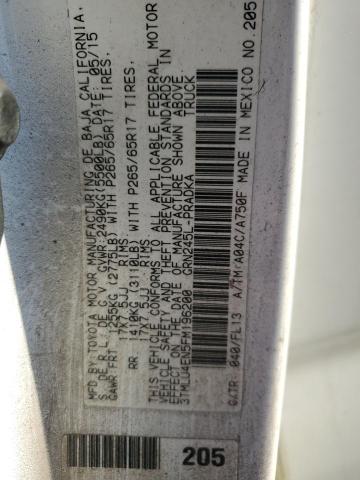 3TMLU4EN5FM196200 - 2015 TOYOTA TACOMA DOUBLE CAB Ağ foto 12