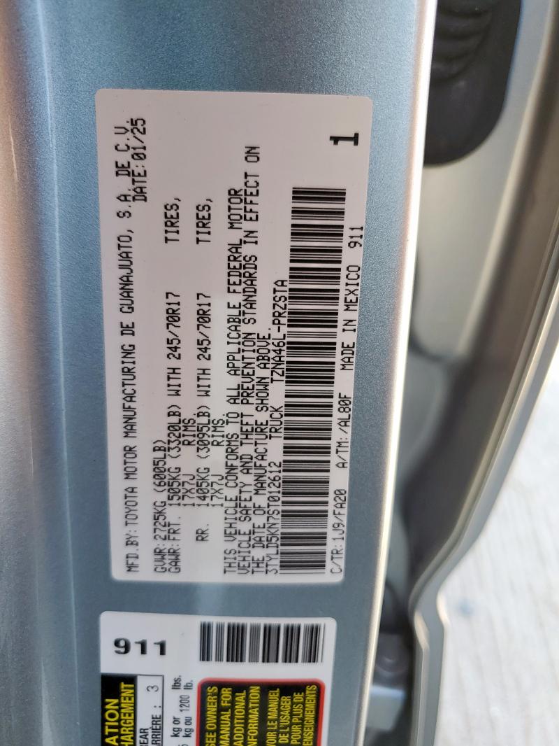 3TYLD5KN7ST012612 - 2025 TOYOTA TACOMA DOUBLE CAB Күміс фото 13