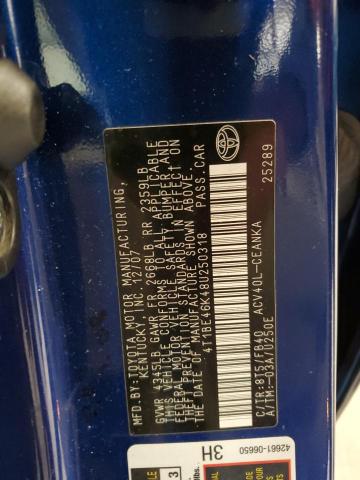 4T1BE46K48U250318 - 2008 TOYOTA CAMRY CE BLUE photo 12