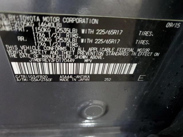 JTMBFREV3FD170449 - 2015 TOYOTA RAV4 LE BLACK photo 13