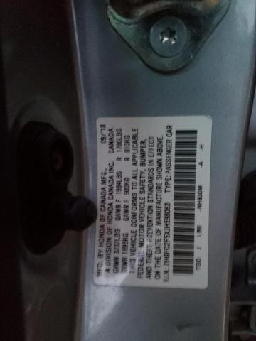 2HGFC2F5XJH598063 - 2018 HONDA CIVIC LX 银色 照片 12