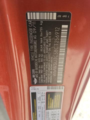 WMWSU3C58CT256912 - 2012 MINI COOPER ნარინჯისფერი ფოტო 12