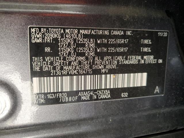 2T3G1RFV6MC164715 - 2021 TOYOTA RAV4 LE ნაცრისფერი ფოტო 13