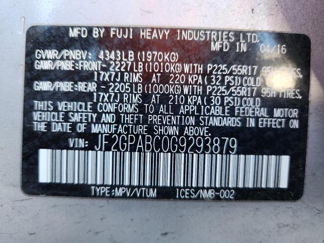 JF2GPABC0G9293879 - 2016 SUBARU CROSSTREK PREMIUM Gümüş foto 13