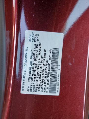 5FNRL6H78KB033545 - 2019 HONDA ODYSSEY EXL MAROON photo 12