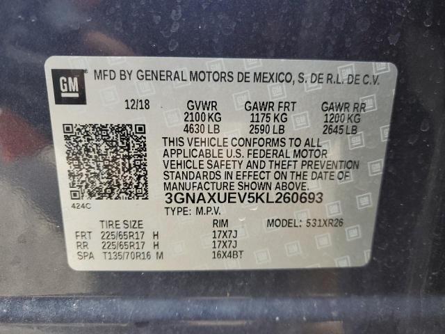 3GNAXUEV5KL260693 - 2019 CHEVROLET EQUINOX LT BLUE photo 13