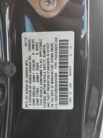 2HGFC3B33GH353544 - 2016 HONDA CIVIC EX BLACK photo 12