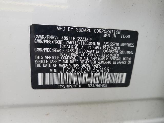 JF2SKASC2MH458468 - 2021 SUBARU FORESTER LIMITED WHITE photo 13