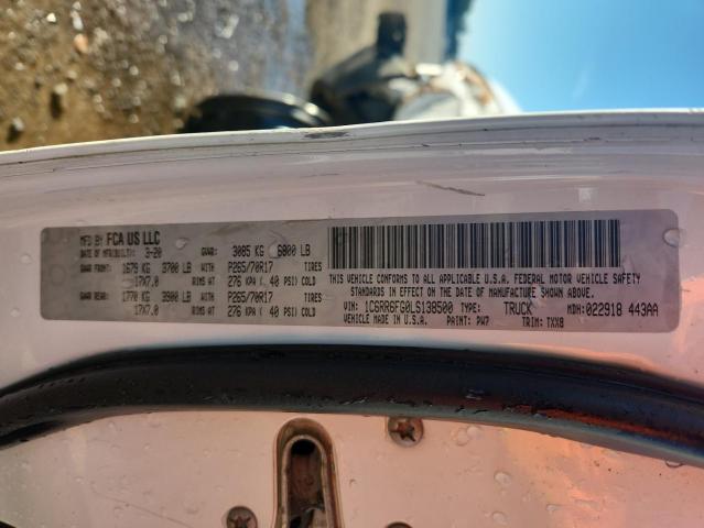 1C6RR6FG0LS138500 - 2020 RAM 1500 CLASS TRADESMAN Biały zdjęcie 12