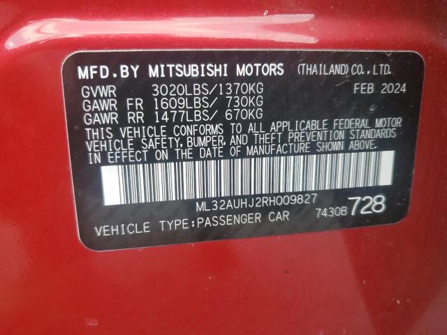 ML32AUHJ2RH009827 - 2024 MITSUBISHI MIRAGE ES 红色 照片 12