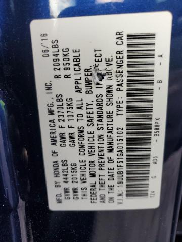 19UUB1F51GA015102 - 2016 ACURA TLX TECH BLUE photo 12