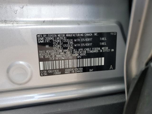 2T3F1RFV2NW327260 - 2022 TOYOTA RAV4 LE ვერცხლისფერი ფოტო 13