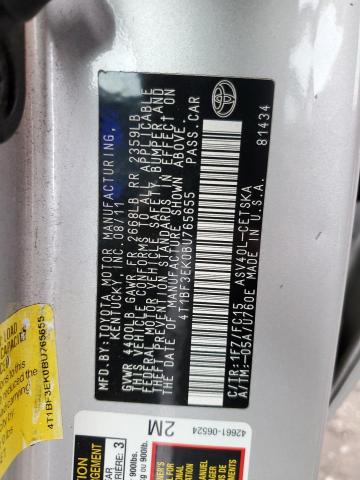 4T1BF3EK0BU765655 - 2011 TOYOTA CAMRY BASE SILVER photo 13