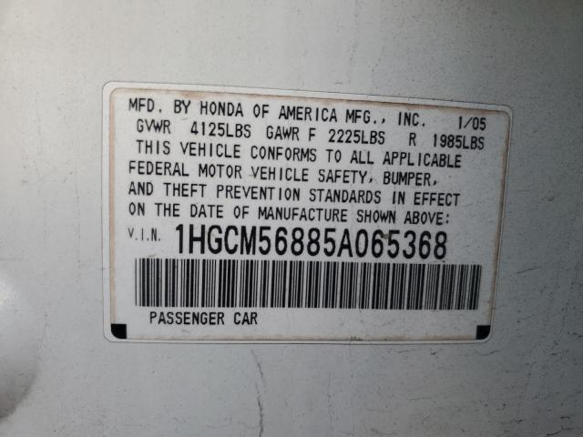 1HGCM56885A065368 - 2005 HONDA ACCORD EX WHITE photo 12