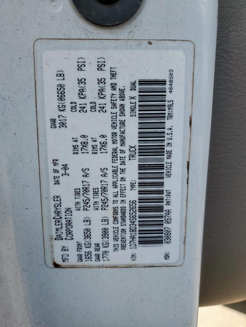 1D7HA18D34S652656 - 2004 DODGE RAM 1500 ST Ağ foto 12
