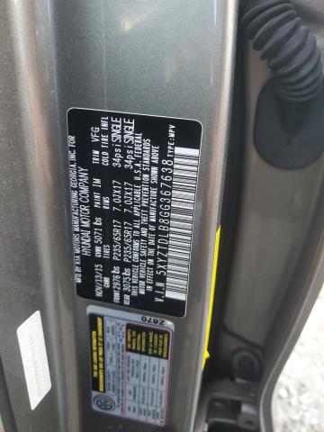 5XYZTDLB8GG367638 - 2016 HYUNDAI SANTA FE S GRAY photo 13