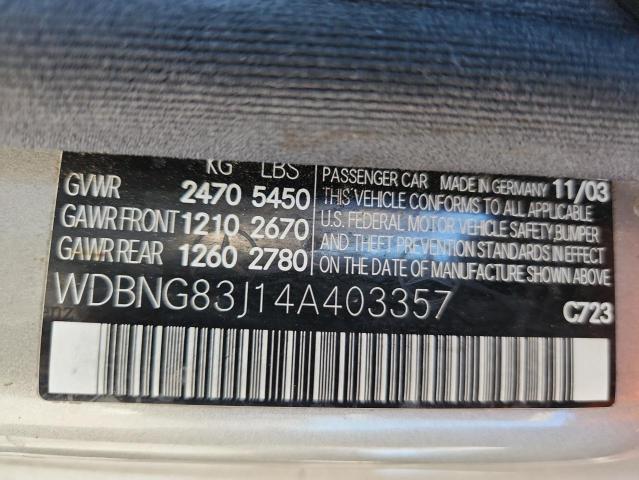 WDBNG83J14A403357 - 2004 MERCEDES-BENZ S 430 4MATIC SILVER photo 13