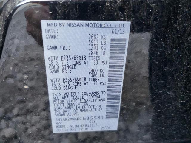 5N1AR2MM4DC635581 - 2013 NISSAN PATHFINDER S Սև լուսանկար 13