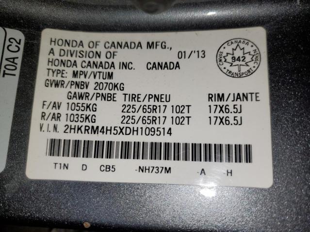 2HKRM4H5XDH109514 - 2013 HONDA CR-V EX GRAY photo 13