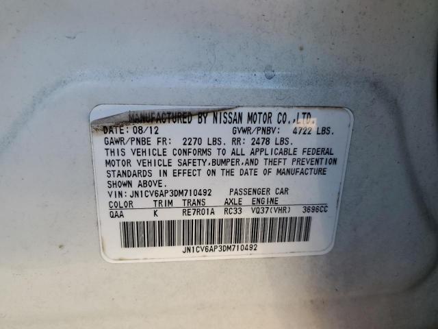 JN1CV6AP3DM710492 - 2013 INFINITI G37 BASE WHITE photo 20