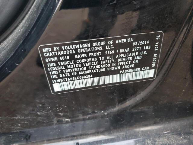 1VWBT7A33EC080284 - 2014 VOLKSWAGEN PASSAT SE BLACK photo 12