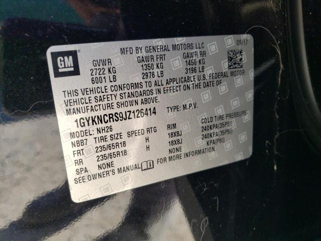 1GYKNCRS9JZ126414 - 2018 CADILLAC XT5 LUXURY BLACK photo 12