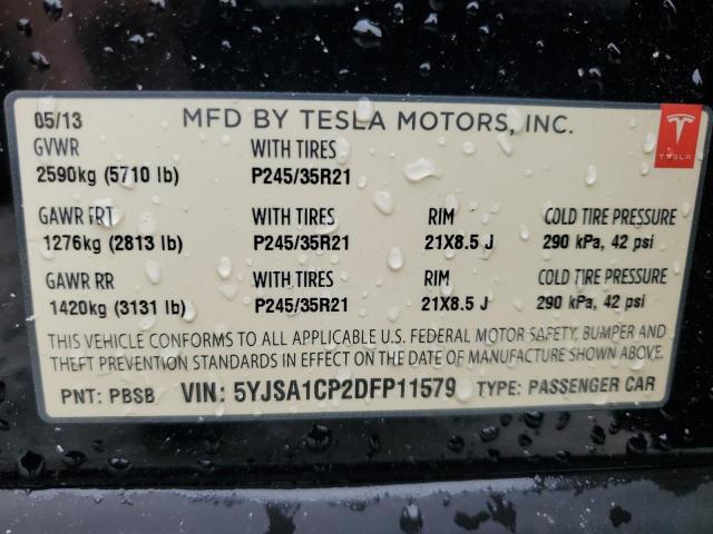5YJSA1CP2DFP11579 - 2013 TESLA MODEL S Қара фото 12