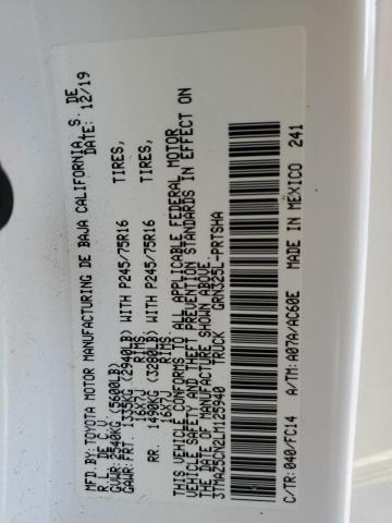 3TMAZ5CN2LM125940 - 2020 TOYOTA TACOMA DOUBLE CAB WHITE photo 12