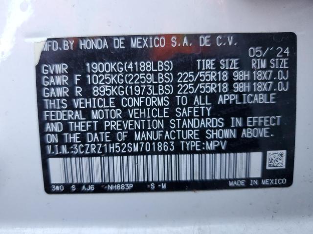 3CZRZ1H52SM701863 - 2025 HONDA HR-V SPORT WHITE photo 13